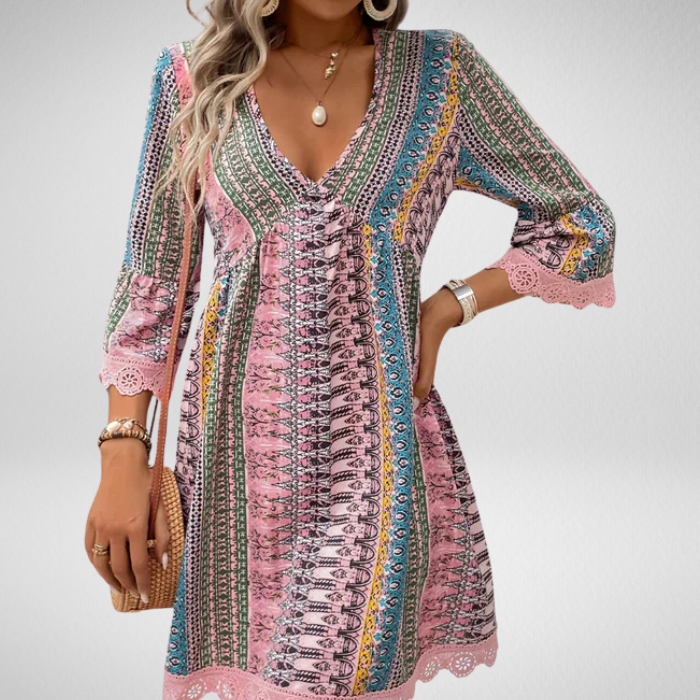 Lara | Stylish V-Neck Bohemian Dress