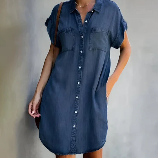 Pollie | Lightweight Denim Dress with Belly Coverage